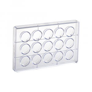 Martellato Flat Round Chocolate Mould ChocoFill Polycarbonate 15 pcs Ø37x14 mm - Martellato 21GU007 2
