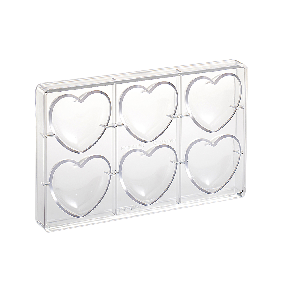 Martellato Big Heart Chocolate Mold 6 pcs 75x70x22 mm - Martellato MA1996 2