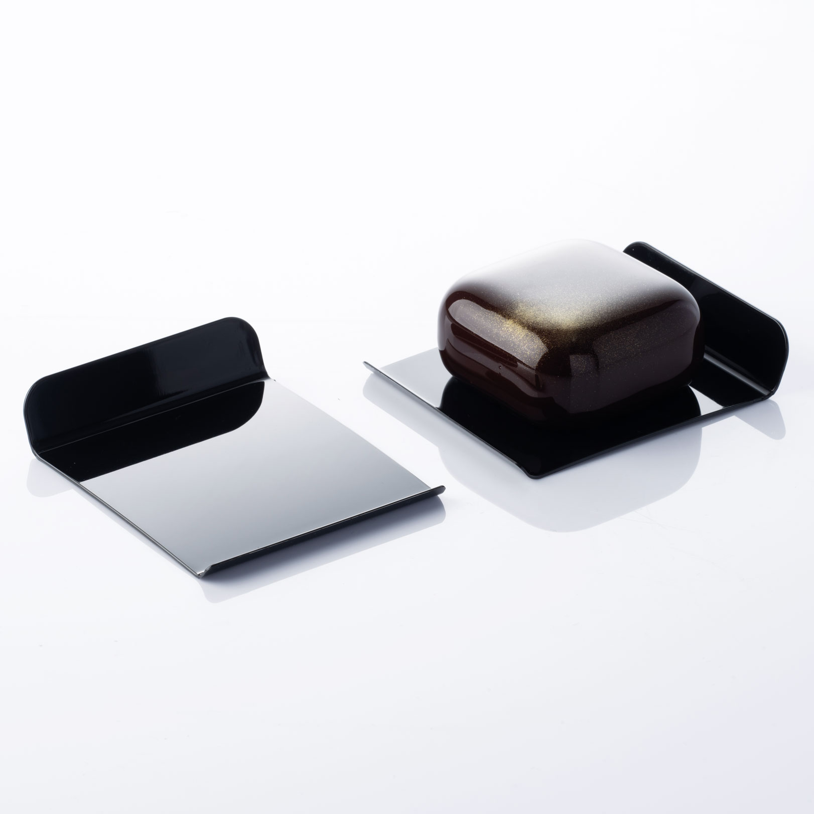 Black Plastic Square Saucer 97x80x20 mm - 100 pcs - Martellato PL00202
