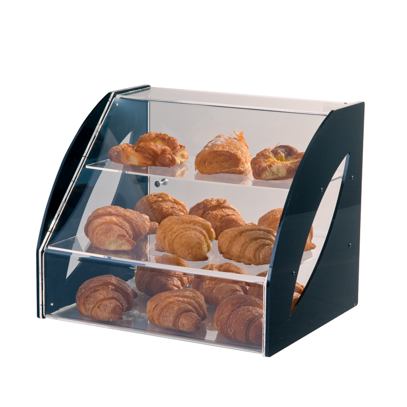 Martellato Manhattan 3-Level Curved Plexiglass Showcase, Black