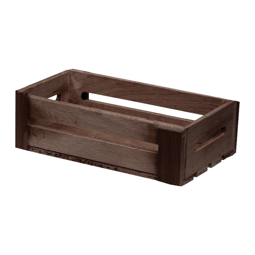 Novatex Wooden Crate Bread Basket, Wenge, 18 x 25 x H7.5 cm