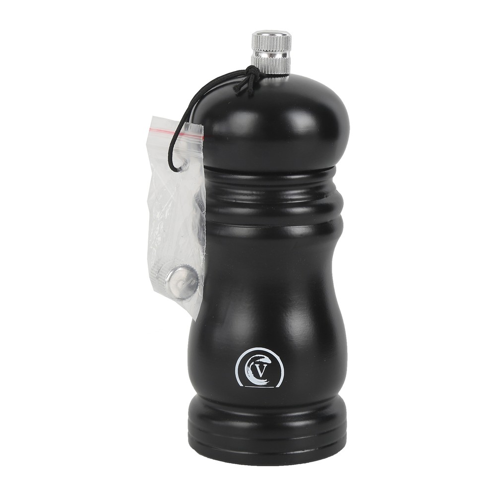 Novatex Pepper Mill Black Wood, Ceramic Mechanism, Ø5 x H12.7 cm
