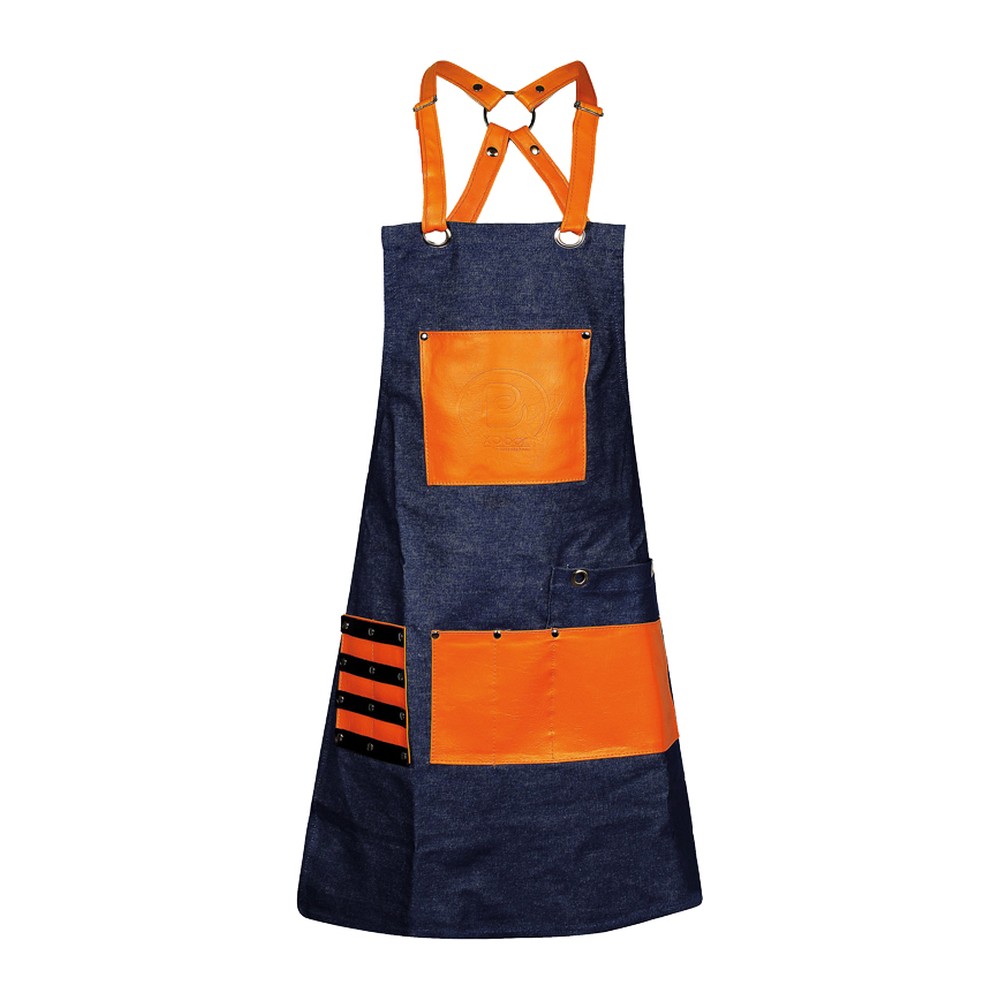 Novatex Professional Cross-Back Apron, Cotton, Denim Orange, 80 x 58 cm