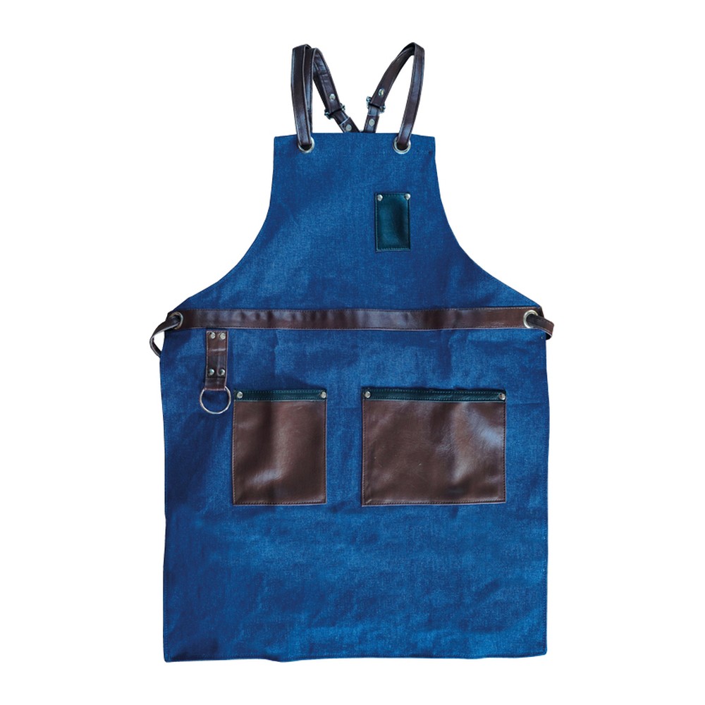 Novatex Professional Cross-Back Apron, Cotton, Denim Brown, 80 x 58 cm