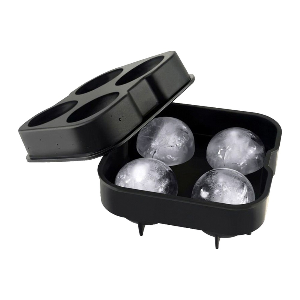 Novatex Silicone Ice Ball Mould, 4 Spheres, Black, 12 x 12 cm