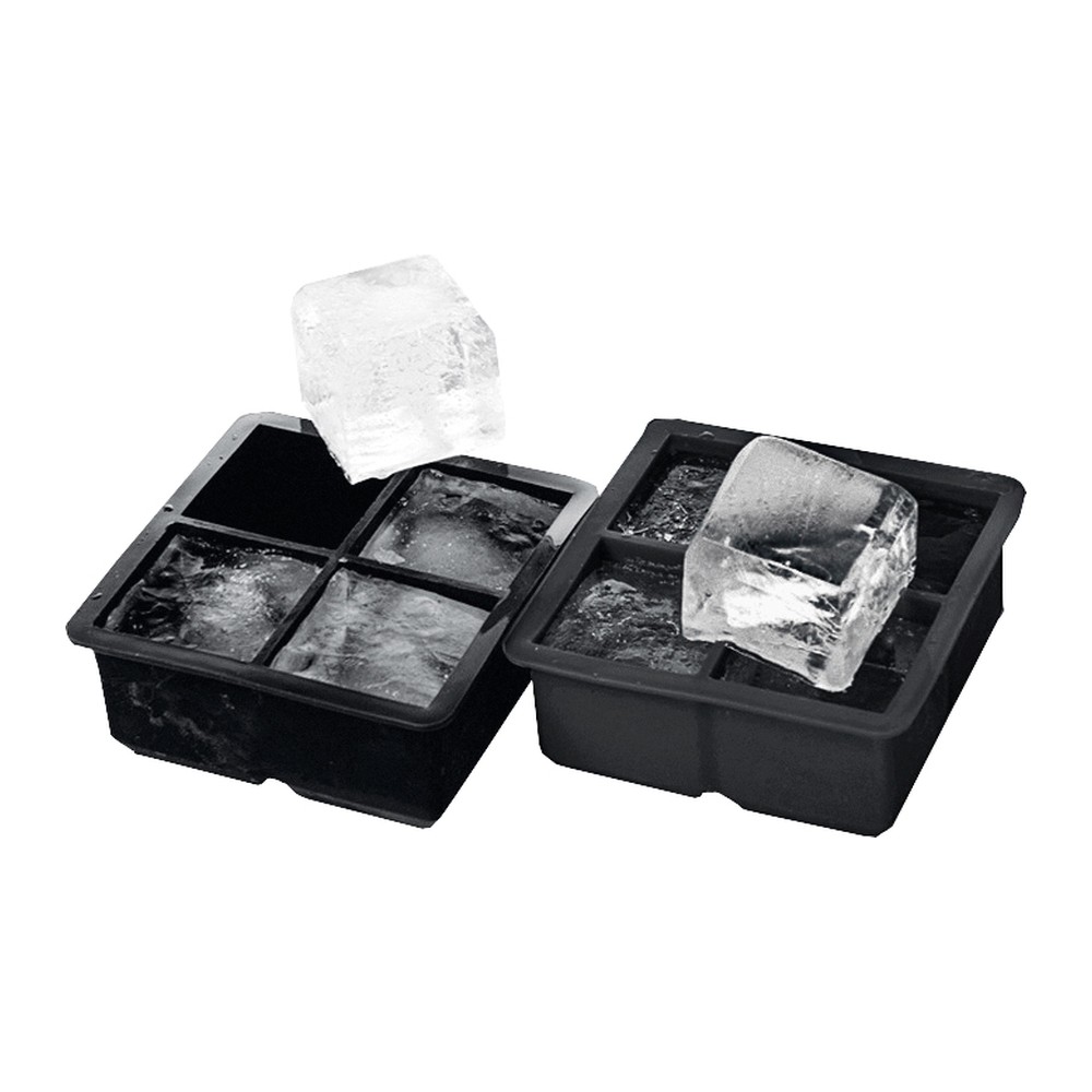 Novatex Silicone Ice Cube Mould, Square, 4 Compartments, Black, 12 x 12 cm