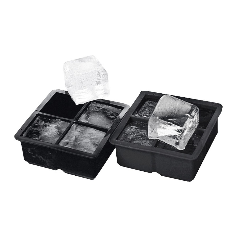 Novatex Silicone Ice Cube Mould, Square, 4 Compartments, Black, 12 x 12 cm 2