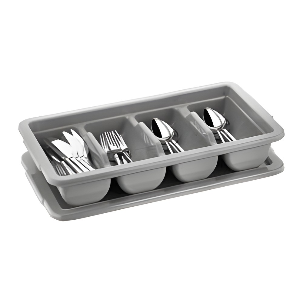 Novatex Cutlery Holder Polypropylene, 4 Compartments, Grey, 52 x 29 x H10 cm