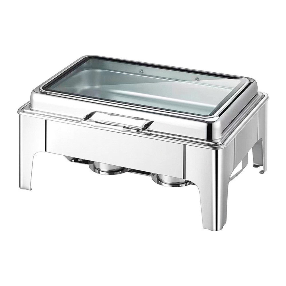 Novatex Induction Chafing Dish with Hydraulic Glass Lid, Stainless Steel, GN 1/1