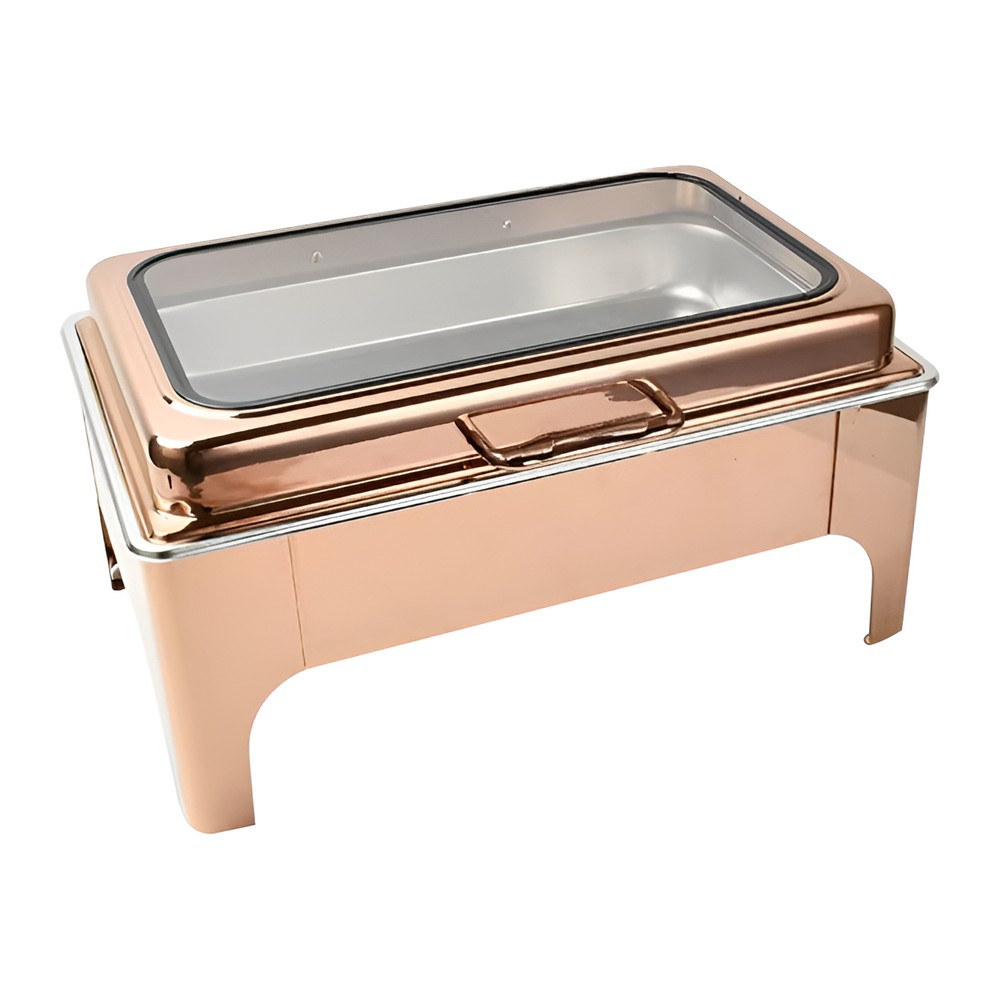 Novatex Induction Chafing Dish with Hydraulic Glass Lid, Copper, GN 1/1