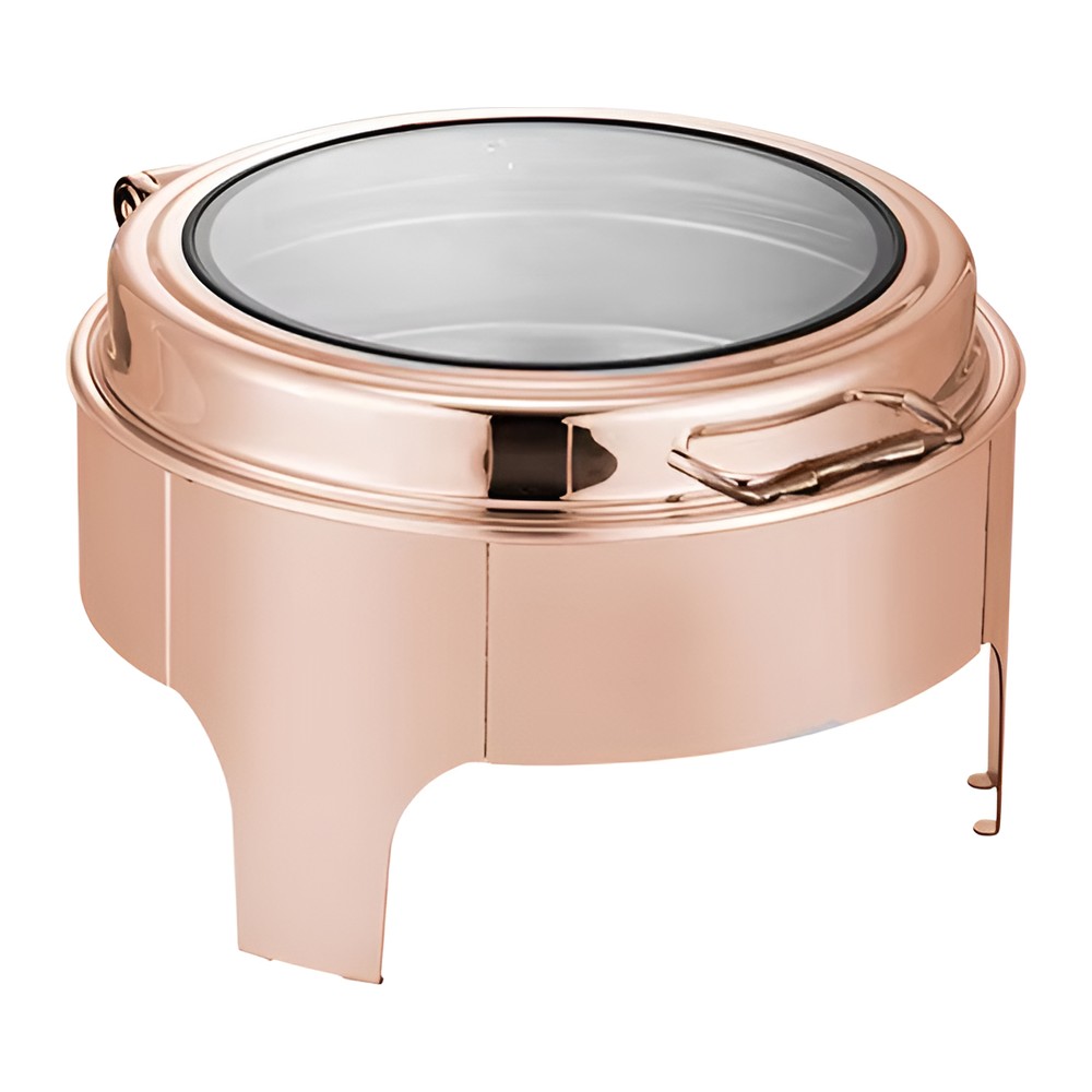 Novatex Round Induction Chafing Dish with Hydraulic Glass Lid, Copper, Ø40 cm