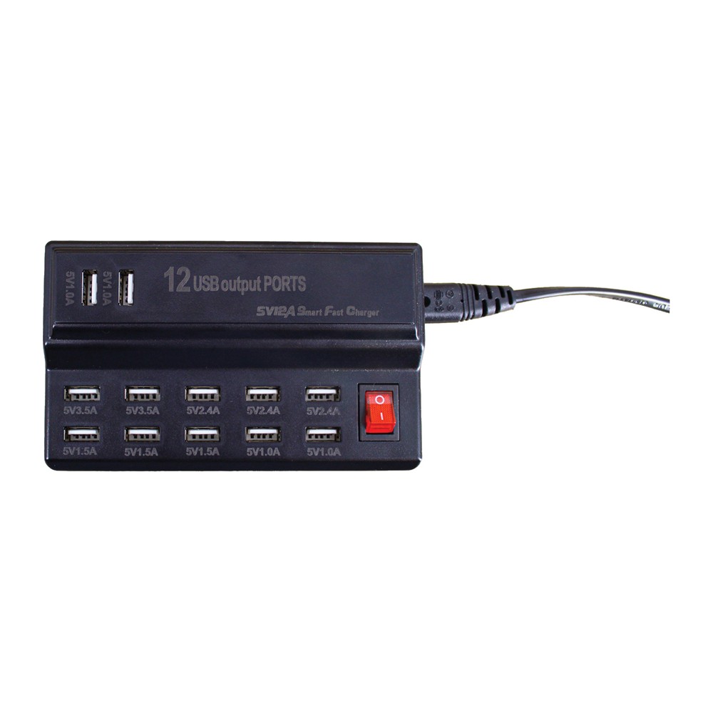 Charging Station for Rechargeable Table Lamps, 12 USB Ports