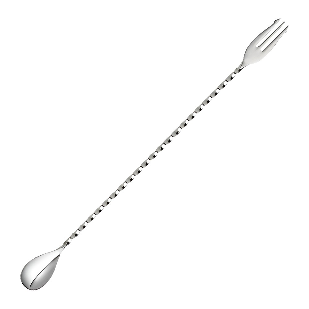 Novatex Bar Spoon with Fork, Stainless Steel, Twisted Shaft, 43 cm
