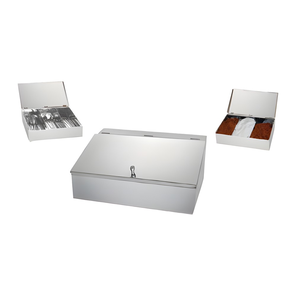 Novatex Cutlery and Coffee Box Stainless Steel with Lid, 3 Compartments, 33 x 24 x H10 cm