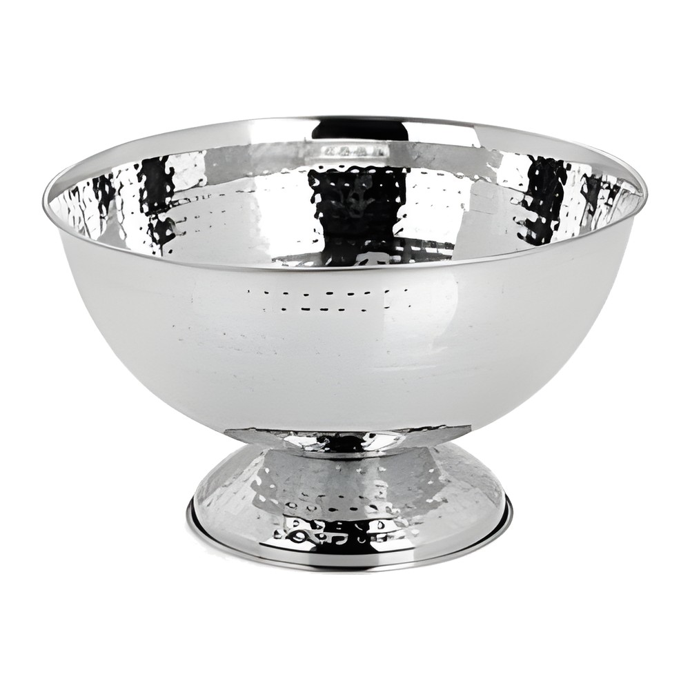 Novatex Hammered Punch Bowl and Champagne Bowl, Stainless Steel, 40 cm