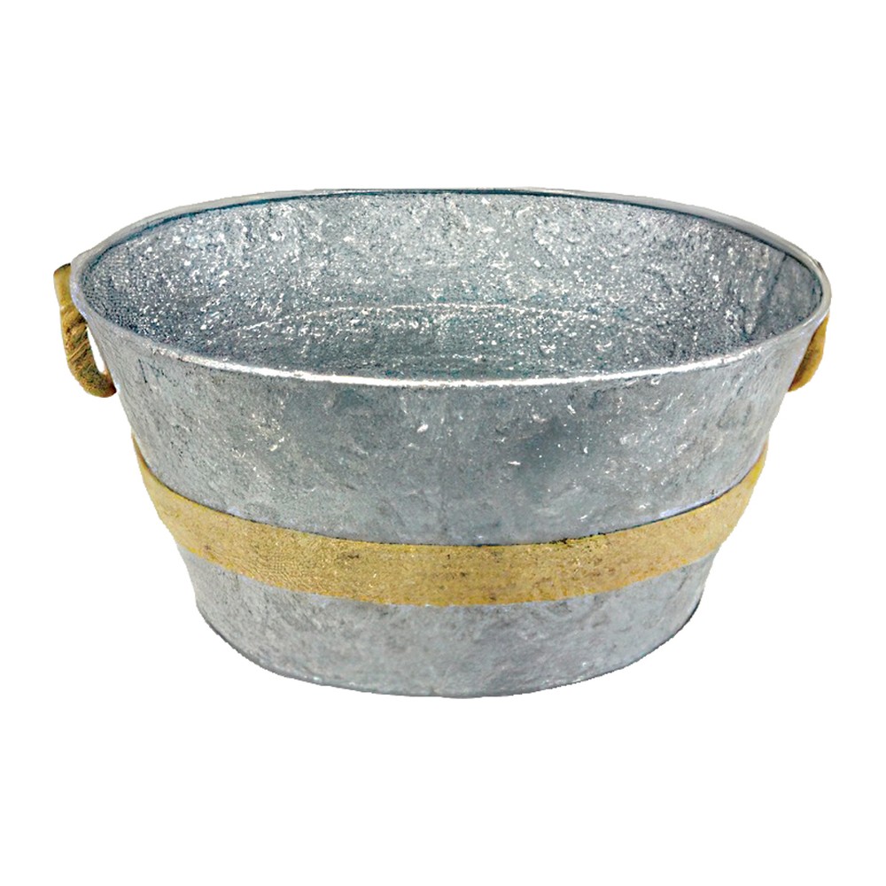 Novatex Champagne Tub, Oval, Galvanised Metal, Rope Handles, 56 cm