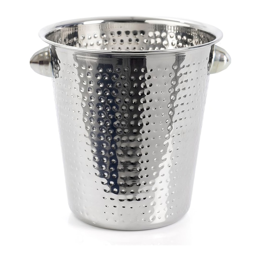 Novatex Hammered Ice Bucket with Side Handles, Polished Metal, 12 cm