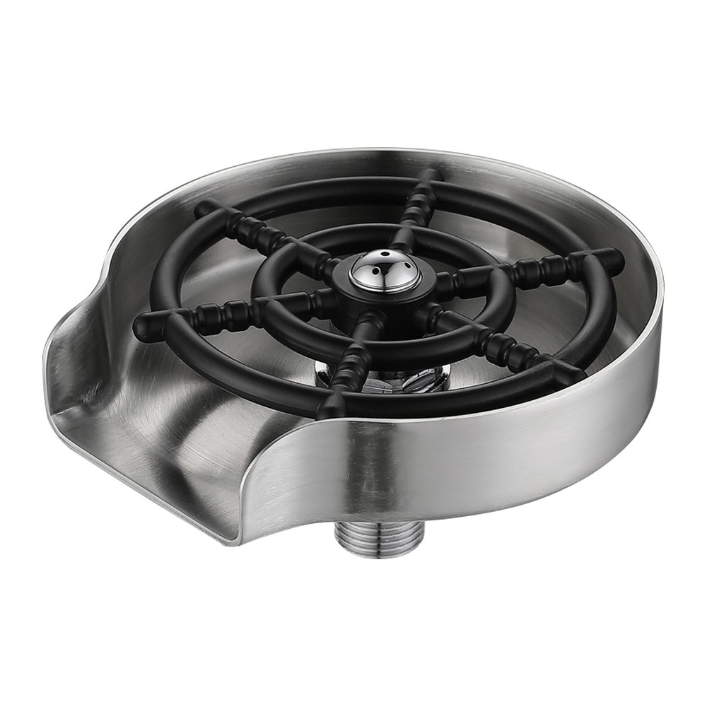 Novatex Round Glass Rinser with Black Spoked Actuator, Ø12 cm