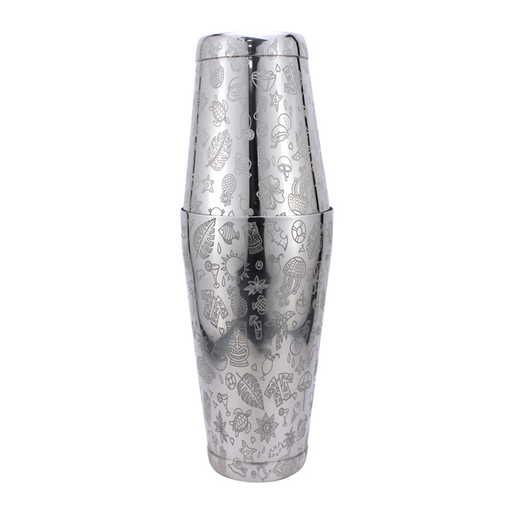 Novatex Boston Cocktail Shaker Decor, 18/10 Stainless Steel, 550 + 750 ml