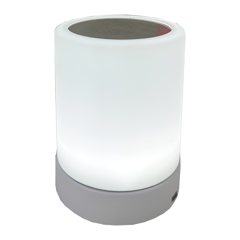 Novatex Rechargeable LED Cylinder Table Lamp, Matt Silver, Ø10 x H13 cm