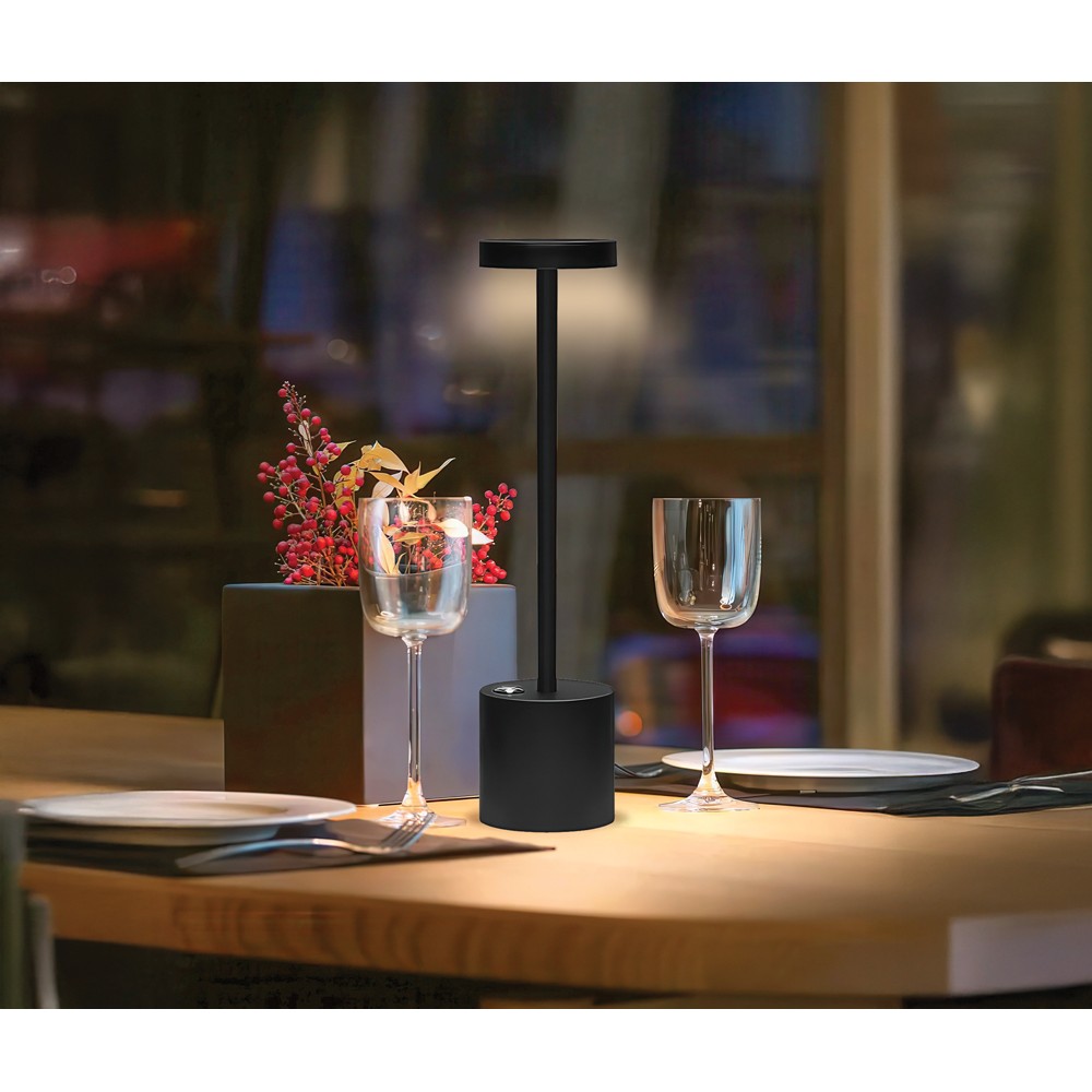 Novatex Rechargeable LED Table Lamp with Slim Stem, Matt Black, Ø8 x H34 cm 2