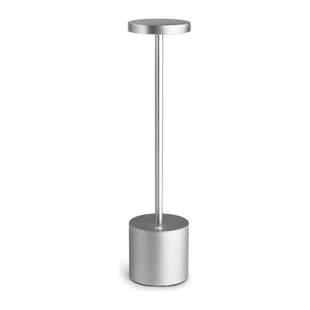 Novatex Rechargeable LED Table Lamp with Slim Stem, Matt Silver, Ø8 x H34 cm