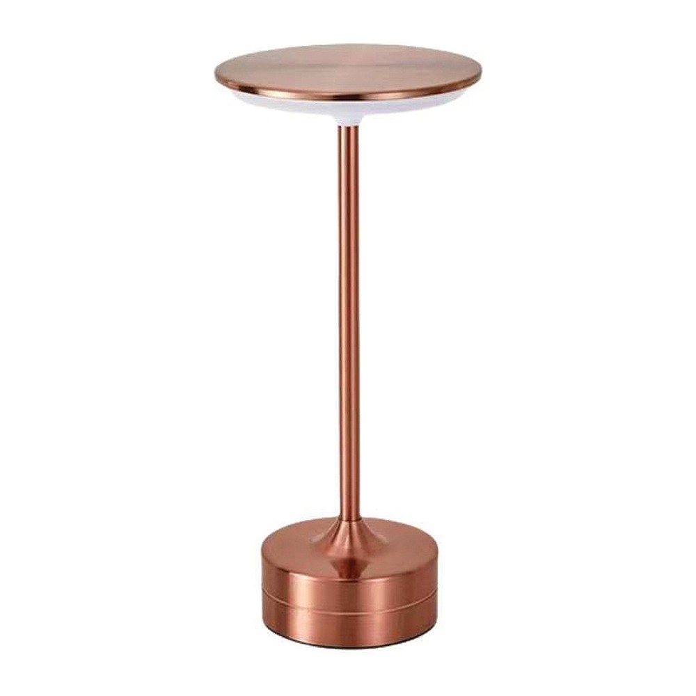 Novatex Rechargeable LED Table Lamp with Disc Top, Rustic Copper, Ø13 x H28 cm