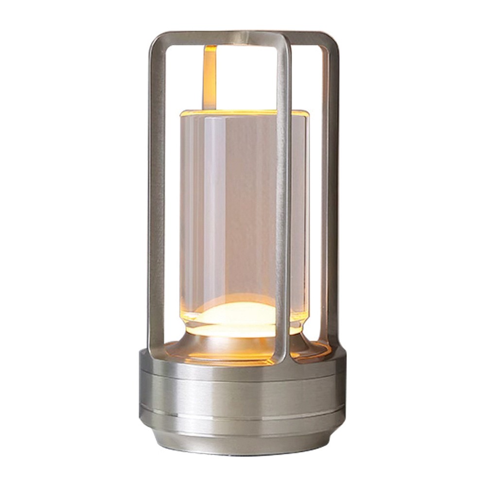 Novatex Rechargeable LED Lantern Table Lamp, Matt Silver, Ø9 x H17.5 cm