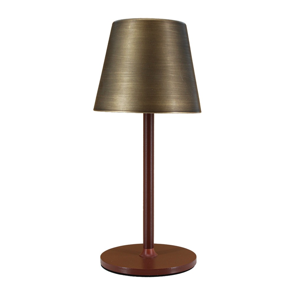 Novatex Rechargeable LED Table Lamp with Tapered Shade, Two-Tone Rustic Brown, Ø11 x 25 cm
