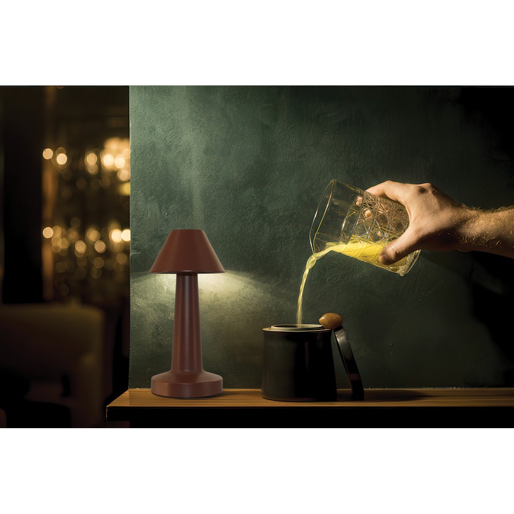 Novatex Rechargeable LED Table Lamp with Cone Shade, Rustic Brown, Ø9.5 x 23 cm 2