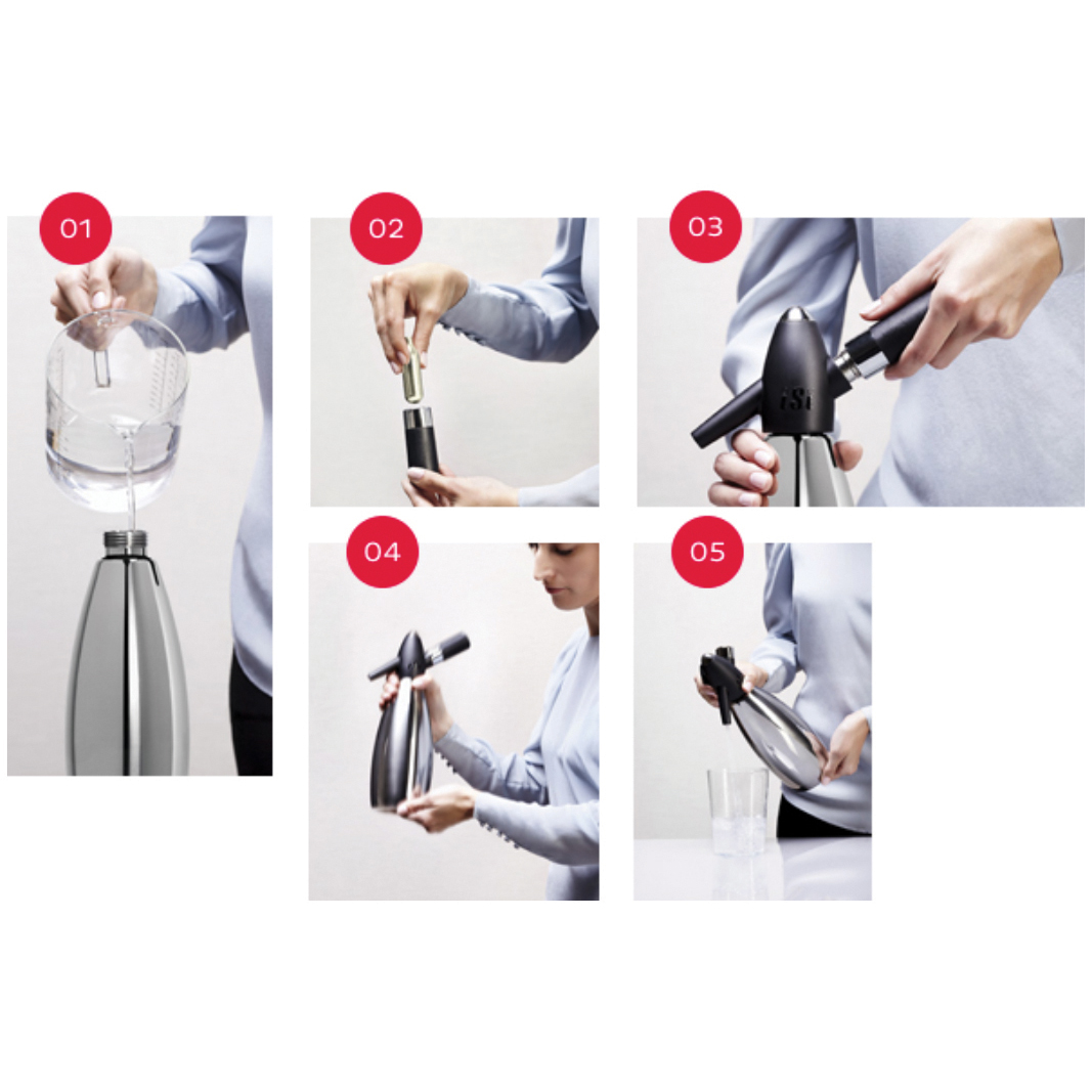 iSi Inox Soda Siphon - 1L Stainless Steel Sparkling Water Maker