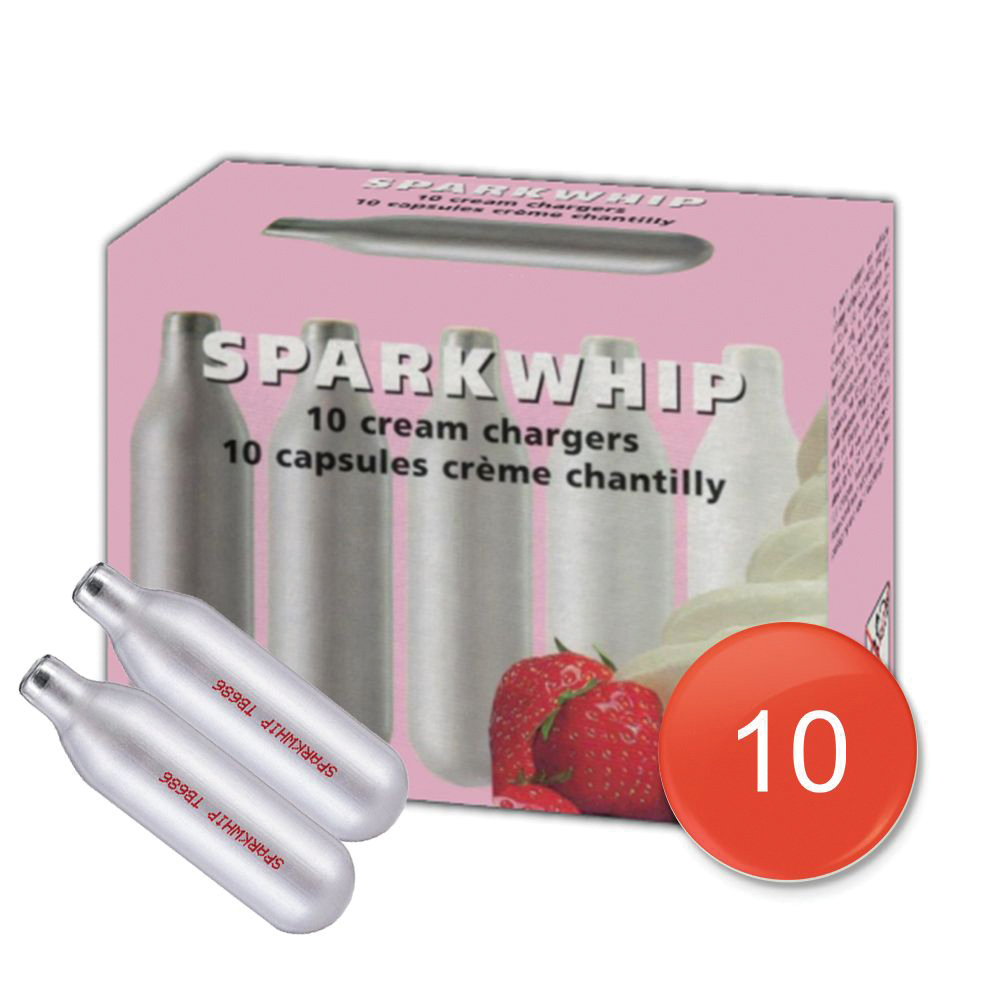 iSi Sparkwhip Cream Chargers - 10pcs, 7.5g N2O for Professional Use